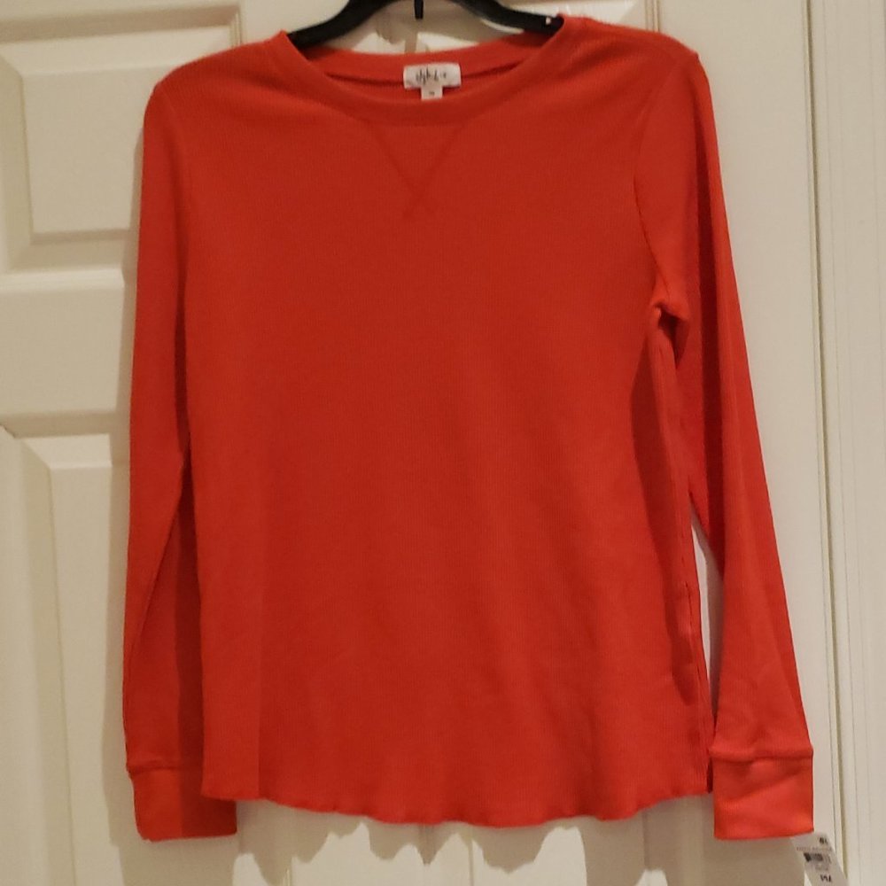 Style & Co Fiery Red Waffle Pullover - Sz Petite P - NWT